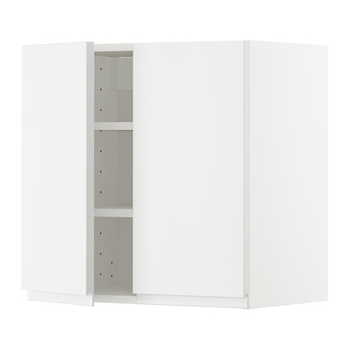 METOD - wall cabinet with shelves/2 doors, white/Voxtorp high-gloss/white | IKEA Taiwan Online - PE725585_S4