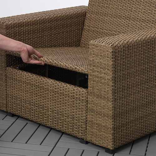 SOLLERÖN - armchair, outdoor, brown/Frösön/Duvholmen beige | IKEA Taiwan Online - PE656802_S4