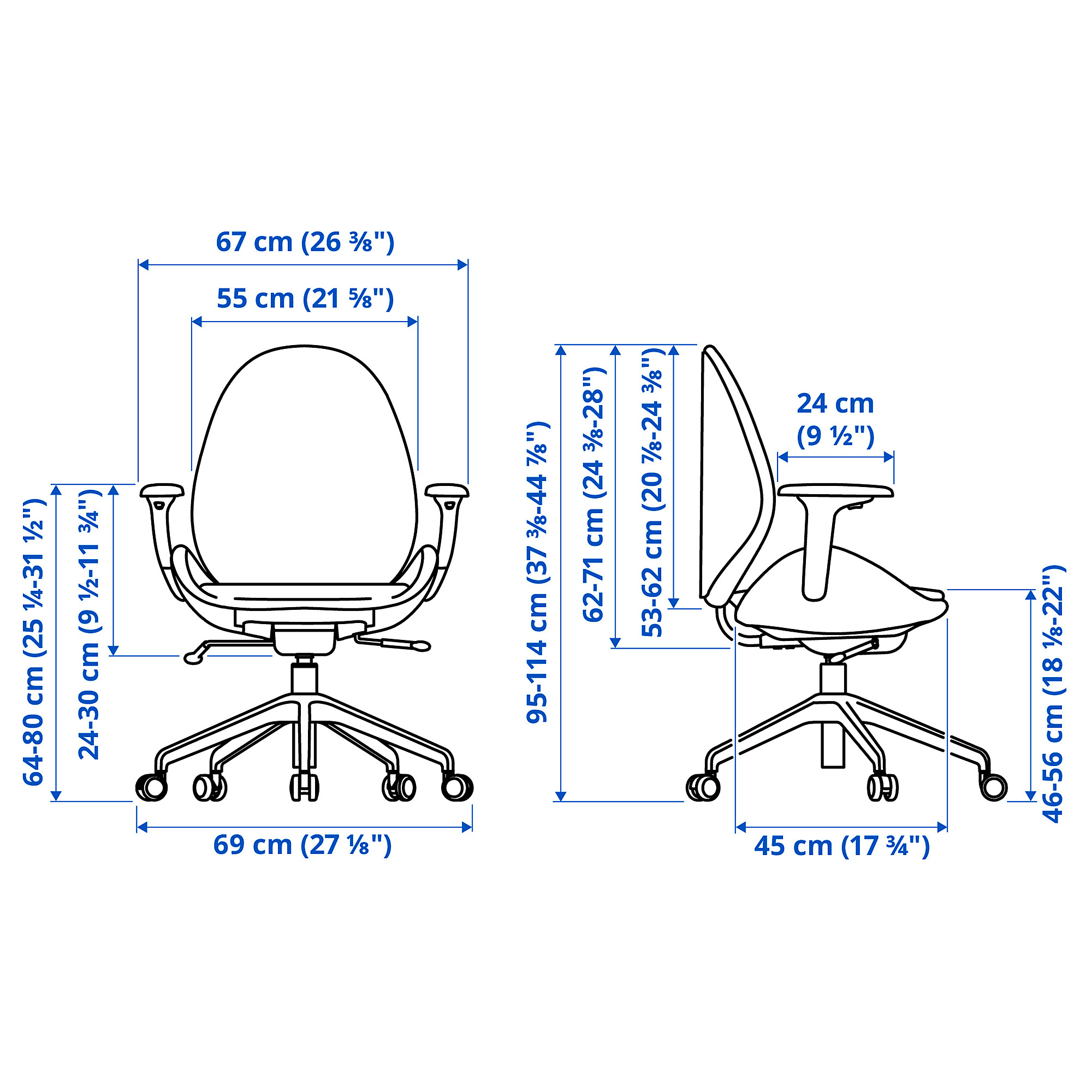 HATTEFJÄLL office chair with armrests