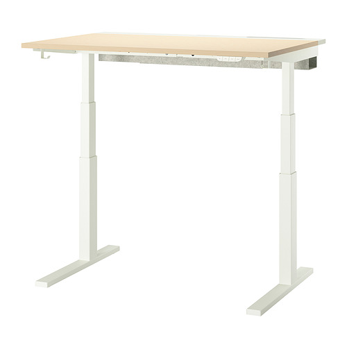 MITTZON - 升降式工作桌, 電動 實木貼皮, 樺木/白色, 120x80 公分 | IKEA 線上購物 - PE907167_S4