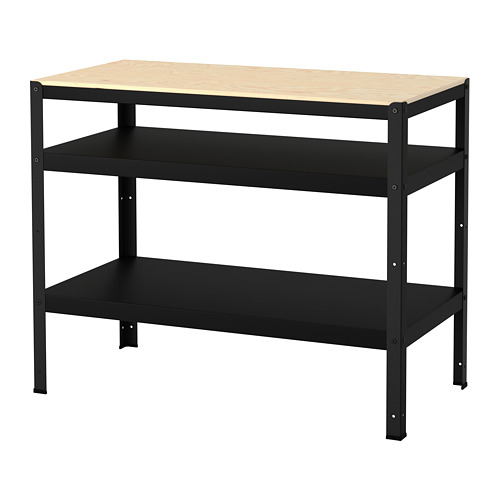 BROR - work bench, black/pine plywood, 110x55 cm | IKEA Taiwan Online - PE682229_S4