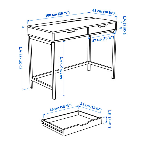 ALEX - 書桌/工作桌, 深土耳其藍 | IKEA 線上購物 - PE825506_S4