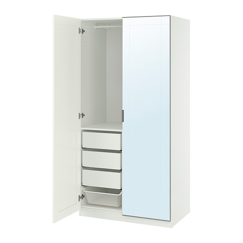 PAX/KAMMARTORP/GULLABERG - 衣櫃/衣櫥組合, 白色 鏡面/灰色 白色, 100x60x201 公分 | IKEA 線上購物 - PE970589_S4