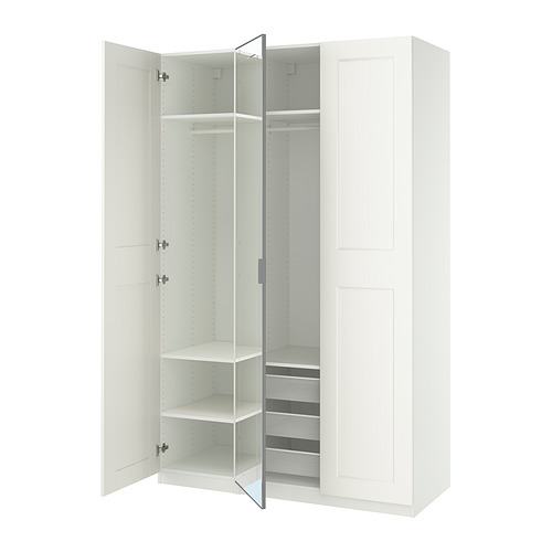 PAX/KAMMARTORP/GRIMO - 衣櫃/衣櫥組合, 白色 鏡面/灰色 白色, 150x60x236 公分 | IKEA 線上購物 - PE970616_S4