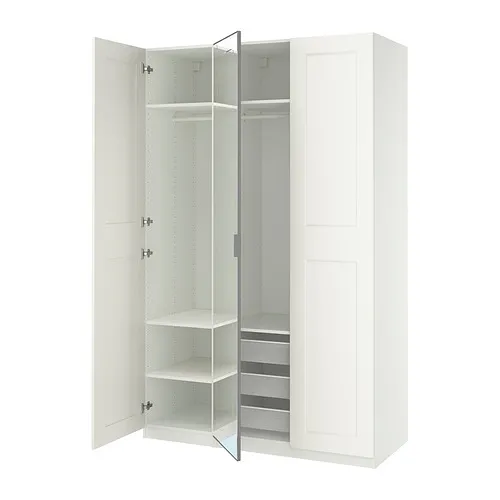 PAX/KAMMARTORP/GRIMO - 衣櫃/衣櫥組合, 白色 鏡面/灰色 白色, 150x60x236 公分 | IKEA 線上購物 - PE970616_S4