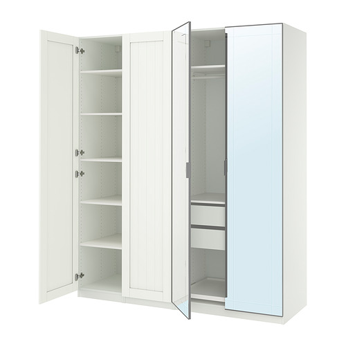 PAX/KAMMARTORP/GULLABERG - 衣櫃/衣櫥組合, 白色 鏡面/灰色 白色, 200x60x236 公分 | IKEA 線上購物 - PE970704_S4