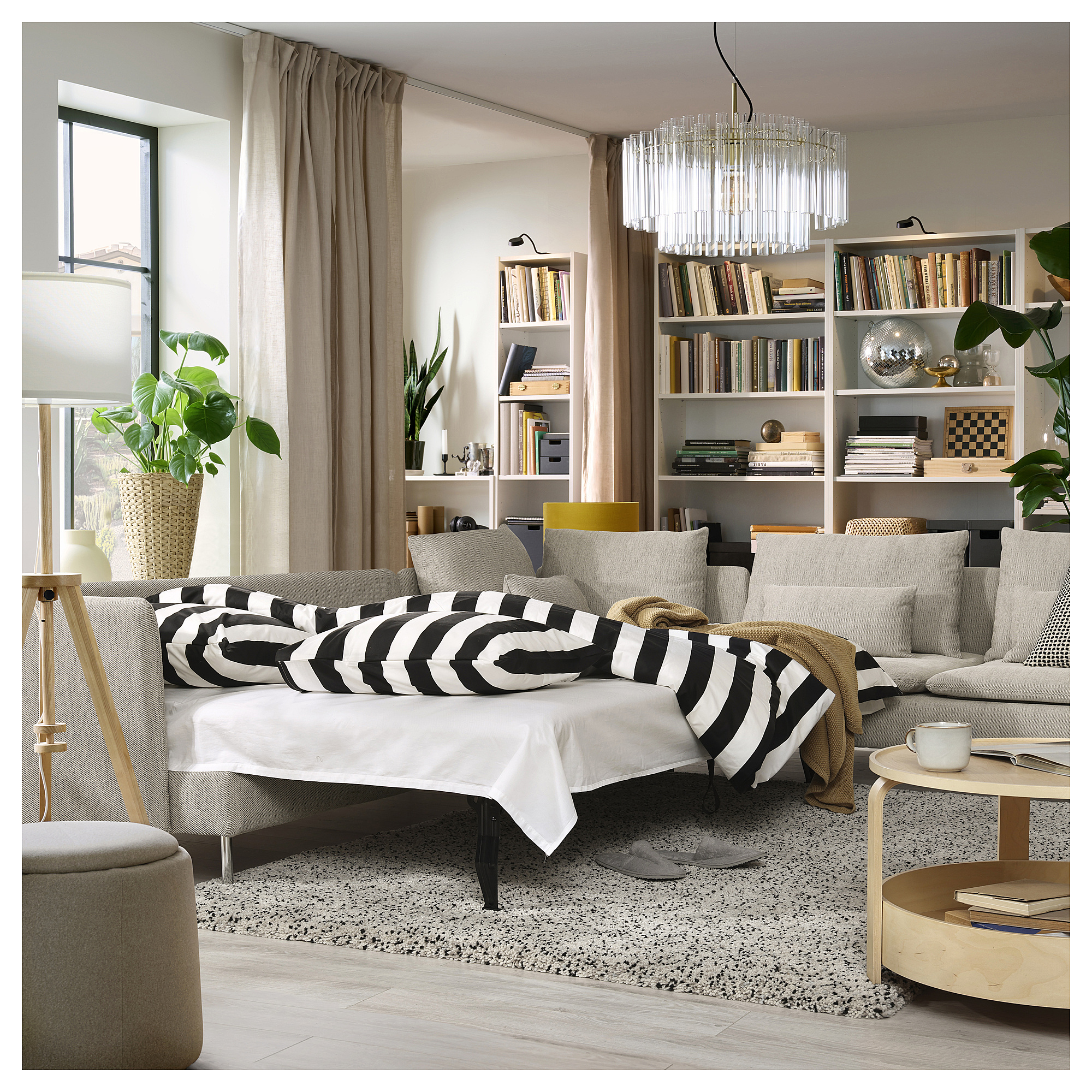 SÖDERHAMN corner sofa-bed, 6-seat