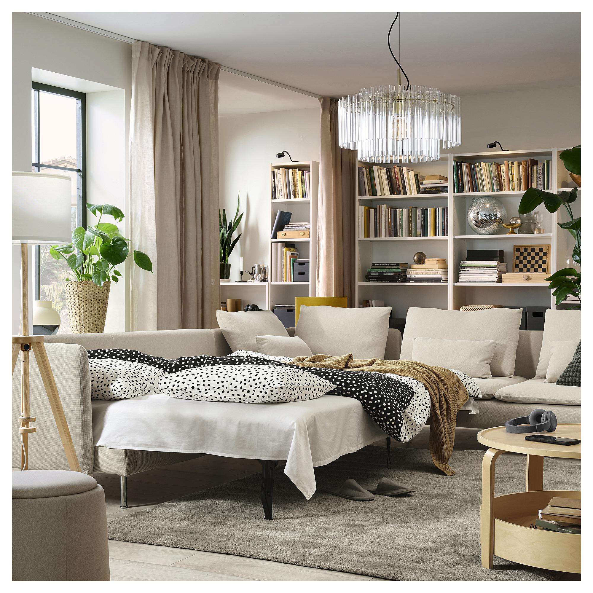 SÖDERHAMN corner sofa-bed, 6-seat