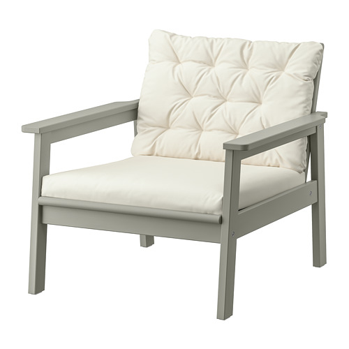 BONDHOLMEN - armchair, outdoor, grey stained/Kuddarna beige | IKEA Taiwan Online - PE769814_S4