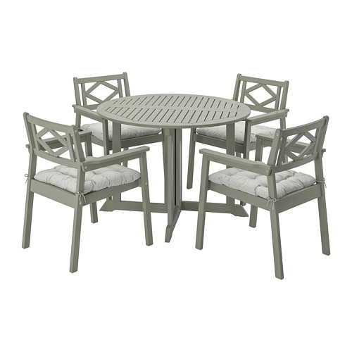 BONDHOLMEN - table+4 chairs w armrests, outdoor, grey stained/Kuddarna grey | IKEA Taiwan Online - PE769870_S4