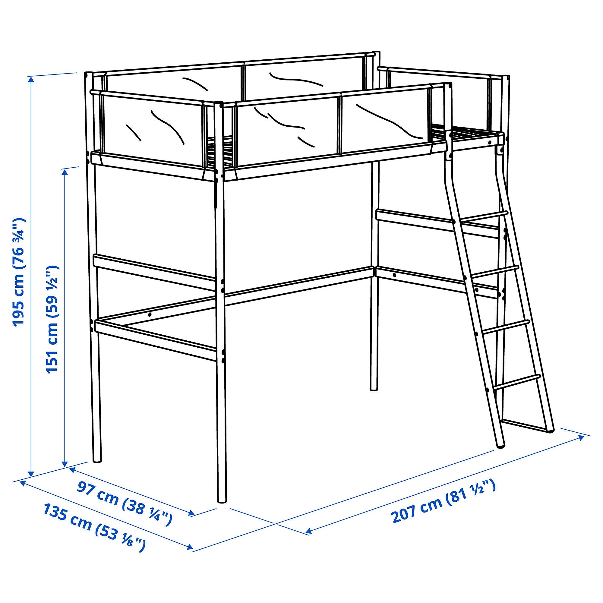 VITVAL loft bed frame