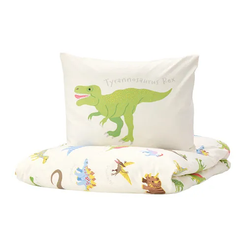 JÄTTELIK - duvet cover and pillowcase, Dinosaurs/white, 150x200/50x80 cm | IKEA Taiwan Online - PE769900_S4