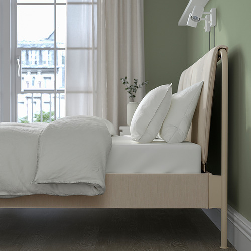 TÄLLÅSEN upholstered bed frame with mattress