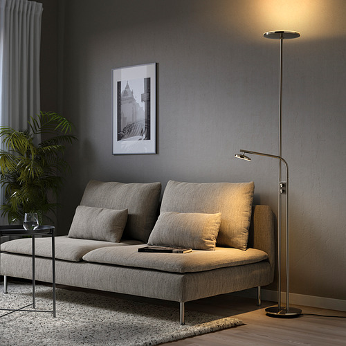 ISJAKT - LED floor uplighter/reading lamp, dimmable/nickel-plated | IKEA Taiwan Online - PE825943_S4