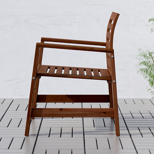 ÄPPLARÖ - chair with armrests, outdoor, brown stained | IKEA Taiwan Online - PE616842_S4