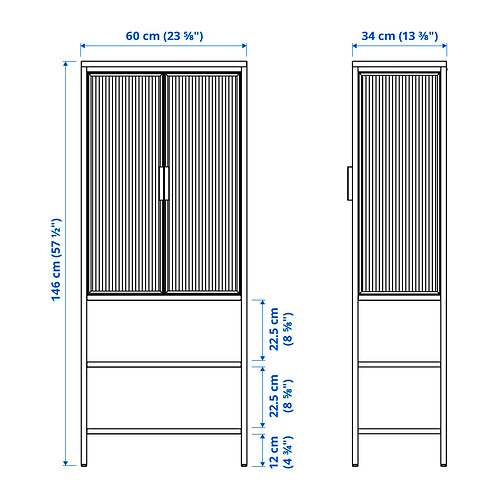 MOSSJÖN glass-door cabinet with 2 doors