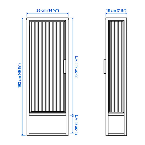 MOSSJÖN wall cabinet w shelves/glass door