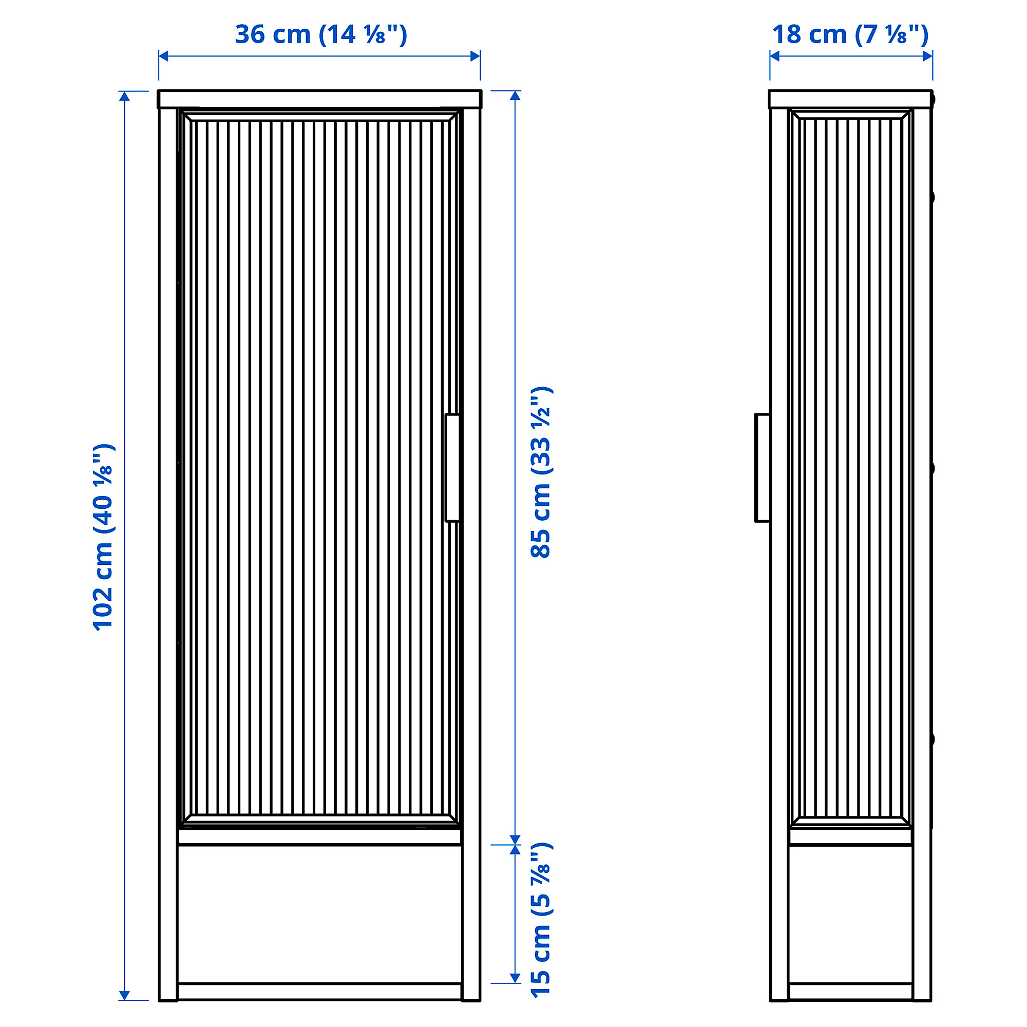 MOSSJÖN wall cabinet w shelves/glass door