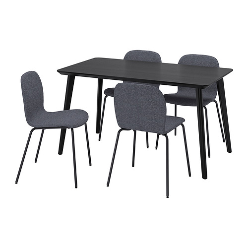 LISABO/KARLPETTER - 餐桌附4張餐椅, 黑色/Gunnared中灰色 黑色, 140x78 公分 | IKEA 線上購物 - PE868878_S4
