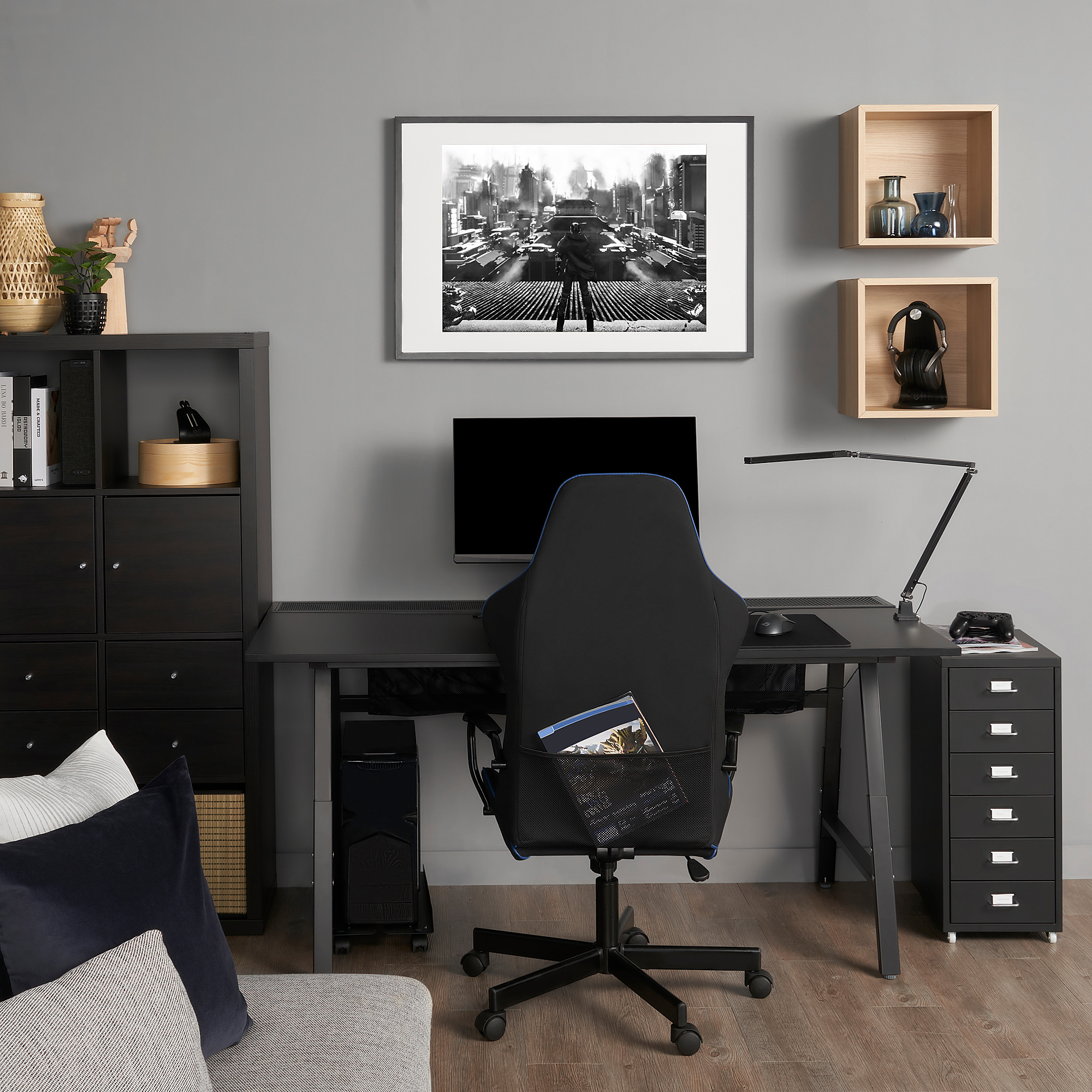 UTESPELARE/HELMER desk, chair and drawer unit