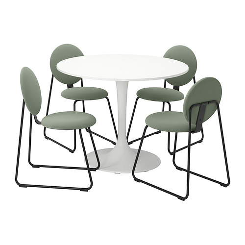 DOCKSTA/MÅNHULT - 餐桌附4張餐椅, 白色 白色/Hakebo 灰綠色, 103 公分 | IKEA 線上購物 - PE907758_S4