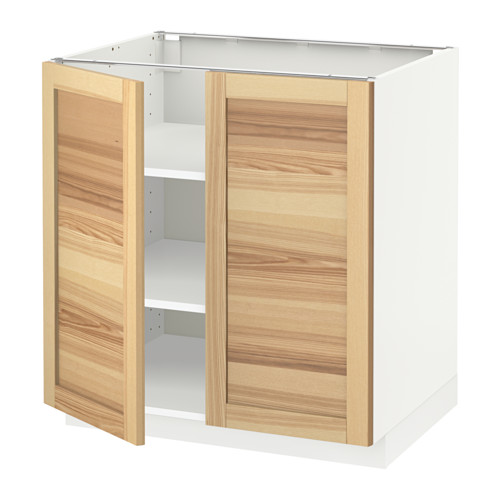METOD - base cabinet with shelves/2 doors, white/Torhamn ash | IKEA Taiwan Online - PE567709_S4