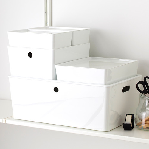 KUGGIS - 附蓋收納盒 26x35x15公分, 白色 | IKEA 線上購物 - PE593921_S4