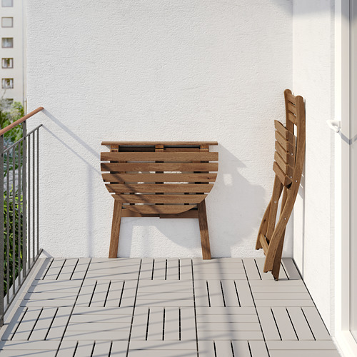 ASKHOLMEN - table for wall+1 fold chr, outdoor, grey-brown stained/Kuddarna beige | IKEA Taiwan Online - PE619000_S4