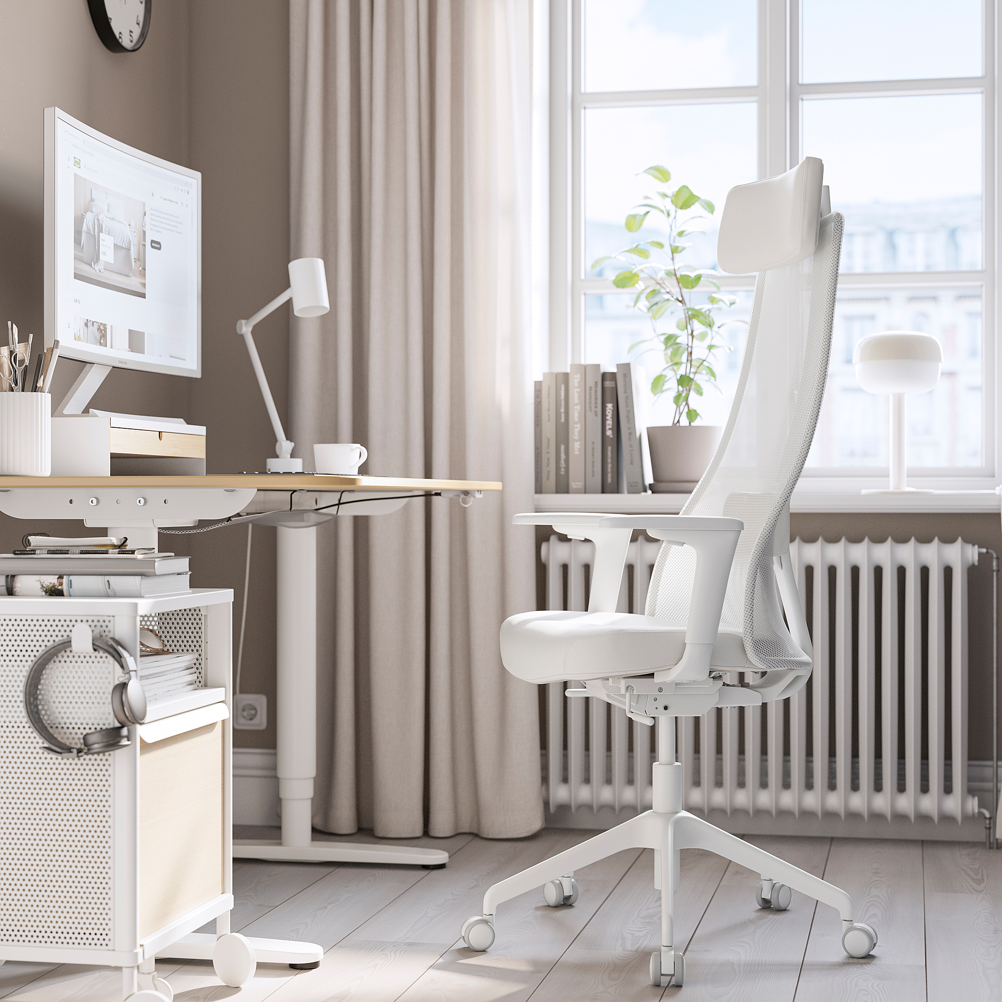 J RVFJ LLET office chair with armrests Grann white IKEA