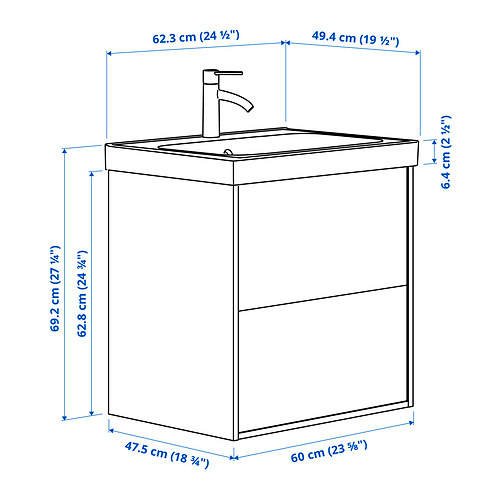 HAVBÄCK/ORRSJÖN wash-stnd w drawers/wash-basin/tap