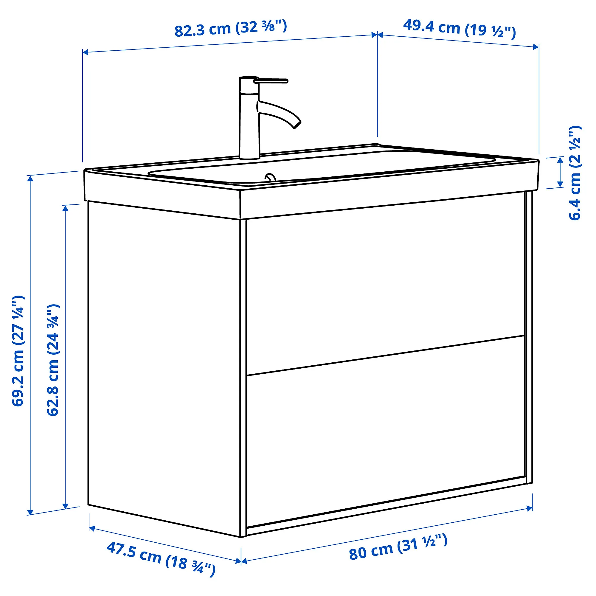 TÄNNFORSEN/ORRSJÖN wash-stnd w drawers/wash-basin/tap