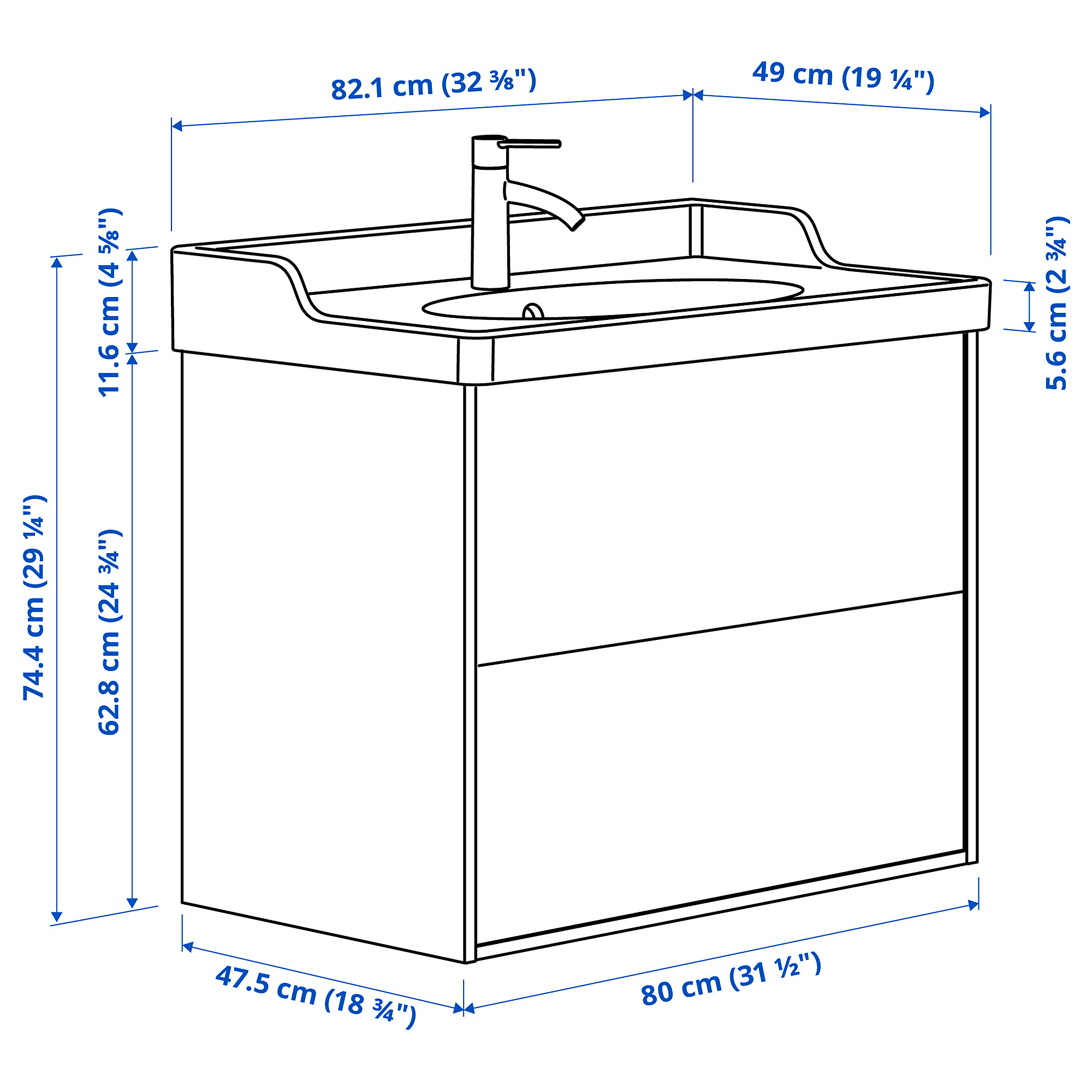TÄNNFORSEN/RUTSJÖN wash-stnd w drawers/wash-basin/tap