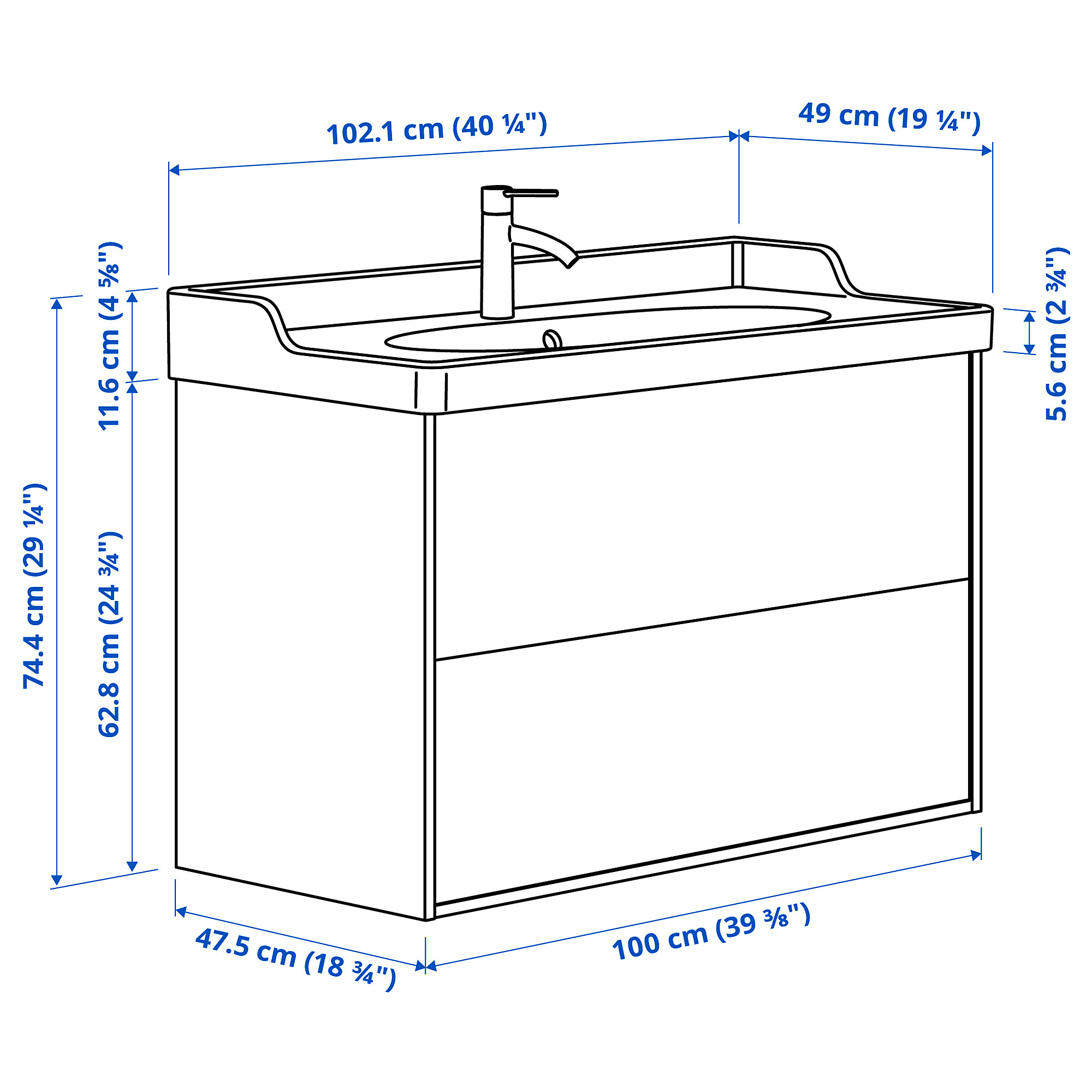TÄNNFORSEN/RUTSJÖN wash-stnd w drawers/wash-basin/tap