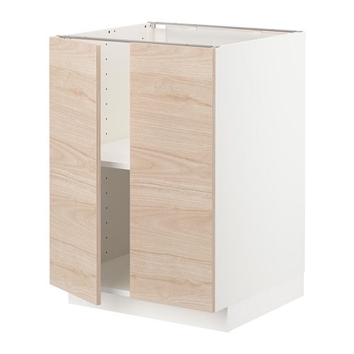 METOD - base cabinet with shelves/2 doors, white/Askersund light ash effect | IKEA Taiwan Online - PE726209_S4
