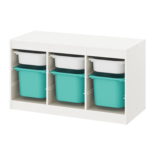 TROFAST - storage combination with boxes, white/turquoise | IKEA Taiwan Online - PE770405_S4