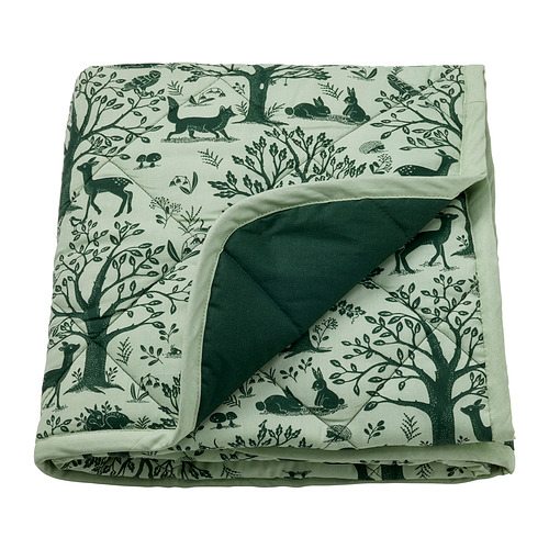 TROLLDOM - quilted blanket, forest animal pattern/green, 96x96 cm | IKEA Taiwan Online - PE826016_S4