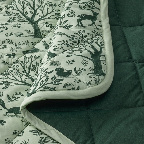 TROLLDOM - quilted blanket, forest animal pattern/green | IKEA Taiwan Online - PE826017_S4