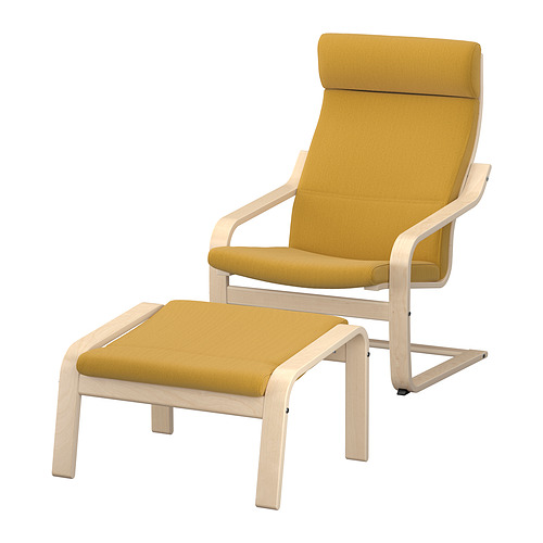 POÄNG - armchair and footstool, birch veneer/Kelinge dark yellow | IKEA Taiwan Online - E1009272_S4