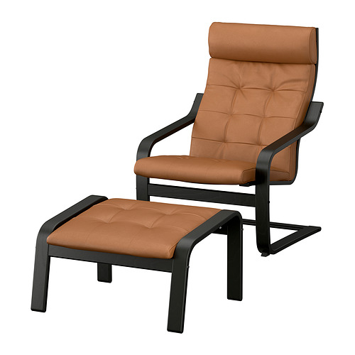 POÄNG - armchair and footstool, black/Grann golden-brown | IKEA Taiwan Online - E1009276_S4
