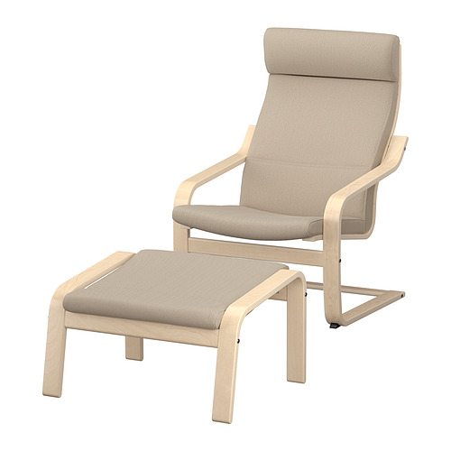 POÄNG - armchair and footstool, birch veneer/Kelinge beige | IKEA Taiwan Online - E1009286_S4