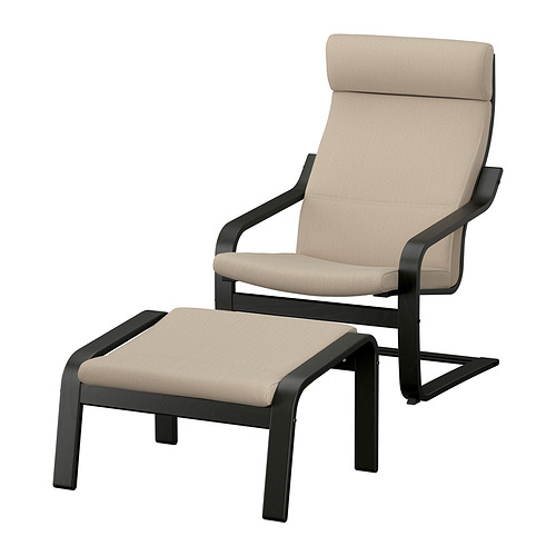 POÄNG - armchair and footstool, black/Kelinge beige | IKEA Taiwan Online - E1009278_S4