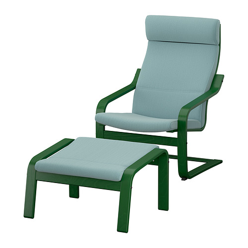POÄNG - armchair and footstool, dark green/Kelinge grey-blue | IKEA Taiwan Online - E1009285_S4