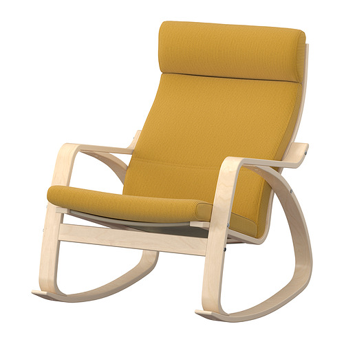 POÄNG - rocking-chair, birch veneer/Kelinge dark yellow | IKEA Taiwan Online - E1009317_S4