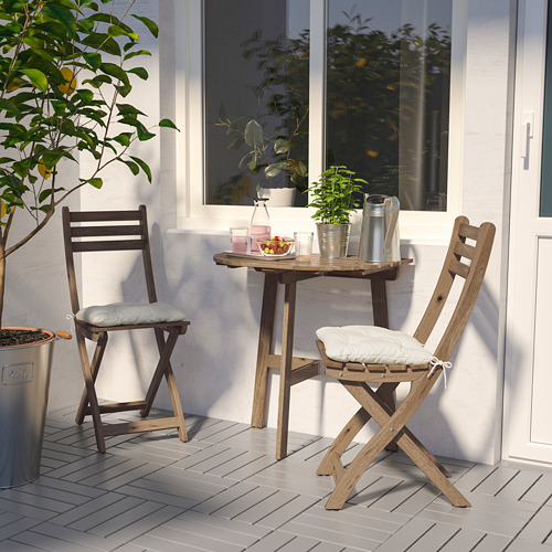 ASKHOLMEN - 戶外壁掛式餐桌, 折疊式 淺棕色 | IKEA 線上購物 - PE713983_S4