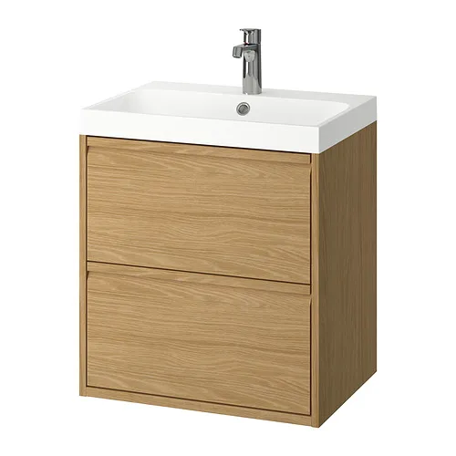 ÄNGSJÖN/BACKSJÖN - 洗臉盆櫃附抽屜/洗臉盆/水龍頭, 橡木紋, 60x48x69 公分 | IKEA 線上購物 - PE908014_S4