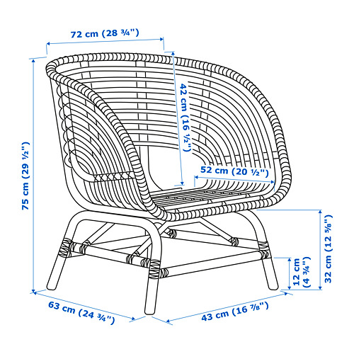 BUSKBO - armchair, rattan/Djupvik white | IKEA Taiwan Online - PE726286_S4