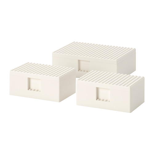 BYGGLEK - LEGO® box with lid, set of 3, white | IKEA Taiwan Online - PE770441_S4