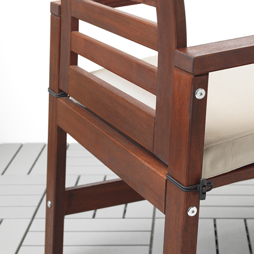 ÄPPLARÖ - table+6 chairs armr+bench, outdoor, brown stained/Frösön/Duvholmen beige | IKEA Taiwan Online - PE713758_S4
