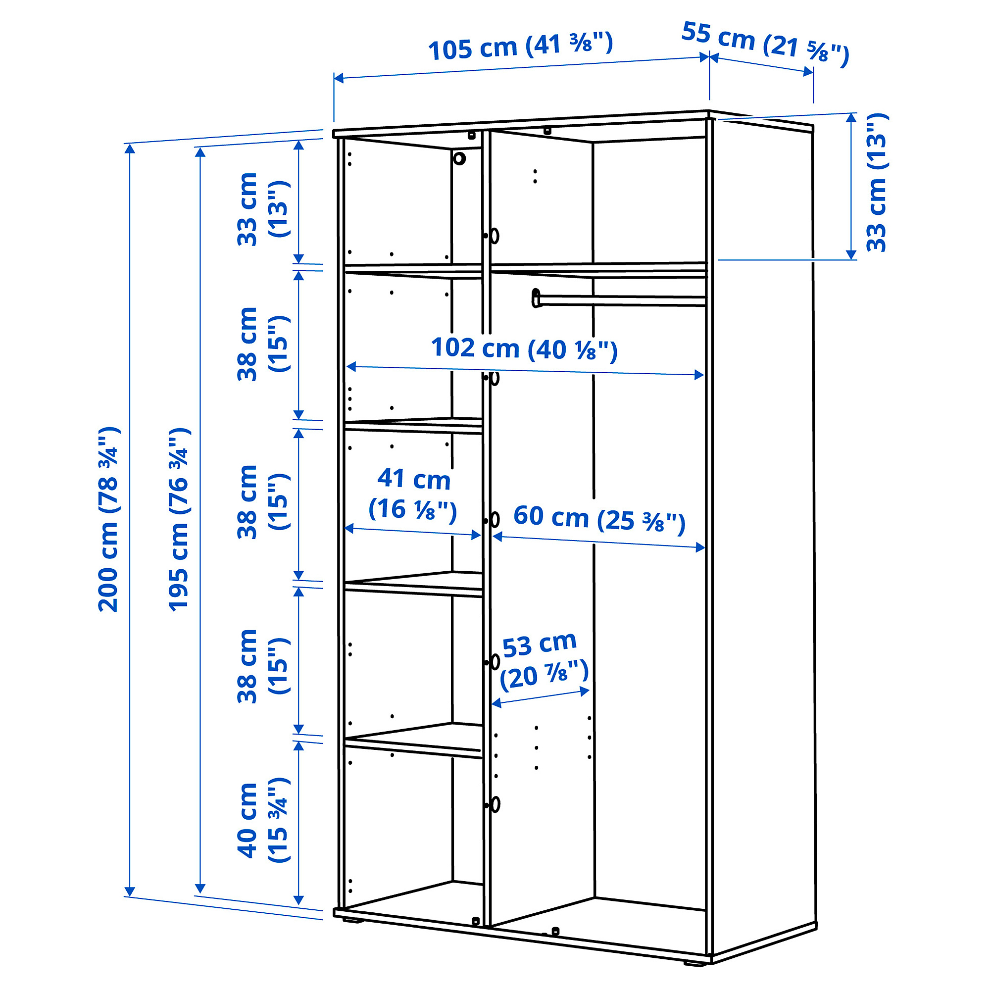 VIHALS wardrobe with 2 doors