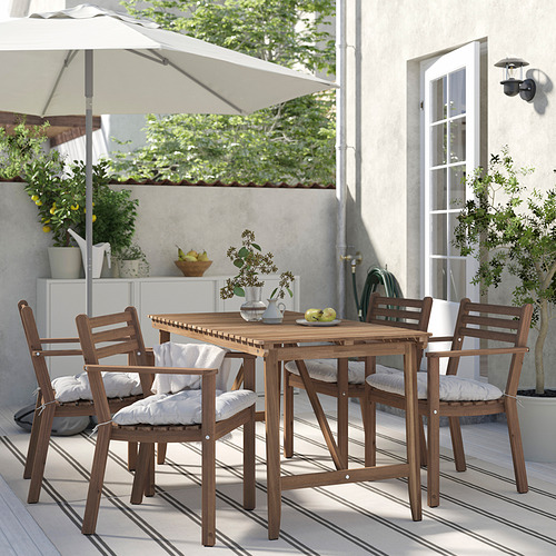 ASKHOLMEN table+4 chairs w armrests, outdoor